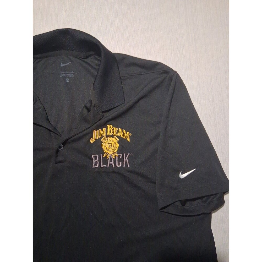 Nike Shirt Mens Large Black Jim Beam Golf Polo Performance Stretch Logo
